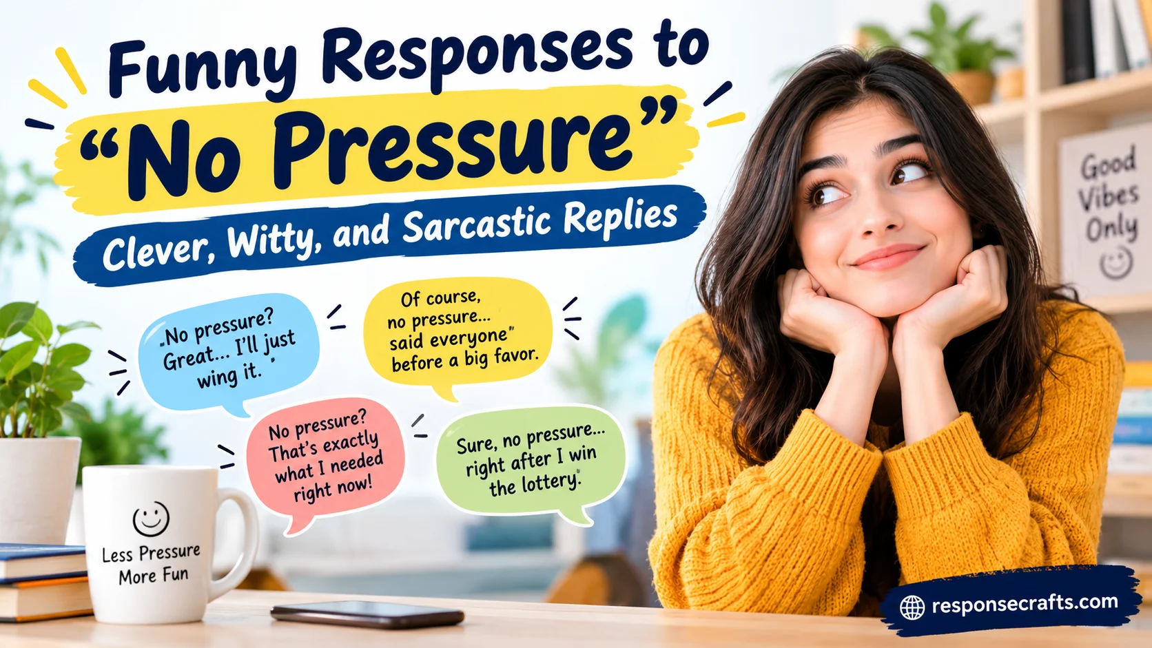 Funny Responses to “No Pressure” Clever, Witty, and Sarcastic Replies 